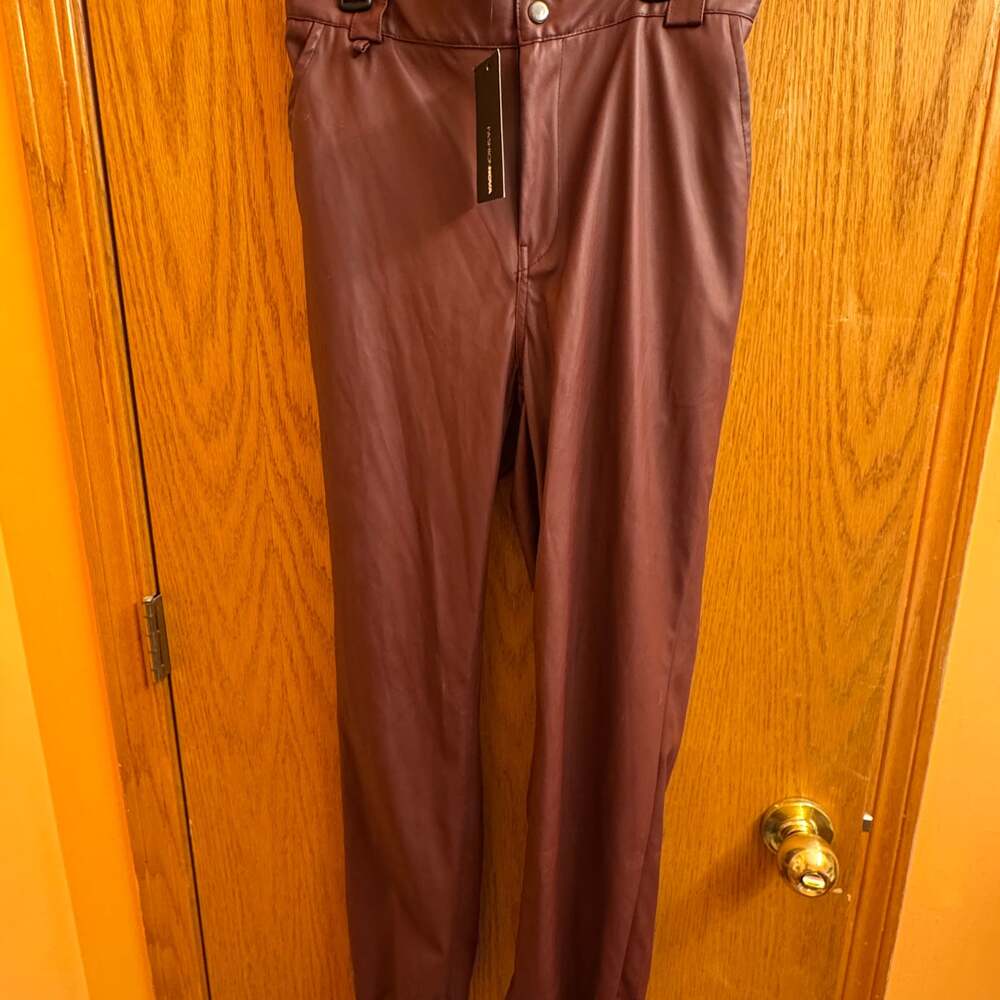 Fashion Nova Faux Leather Pants Chocolate Brown, Size M — New with Tags